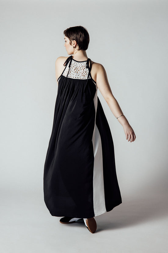 Image Title Black and White Leather Lace Dress